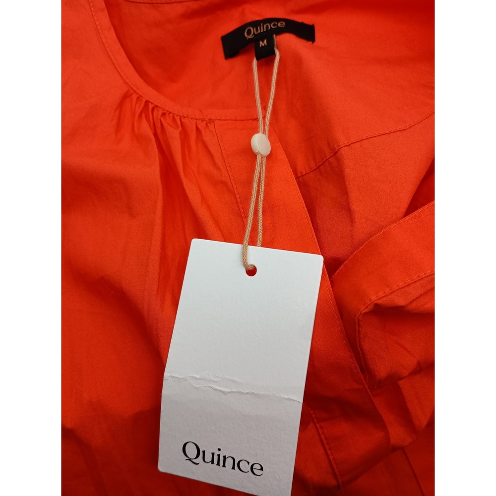 Quince nwt M orange 100% Organic Cotton Poplin Tiered Maxi Dress boho vacation - Picture 5 of 8
